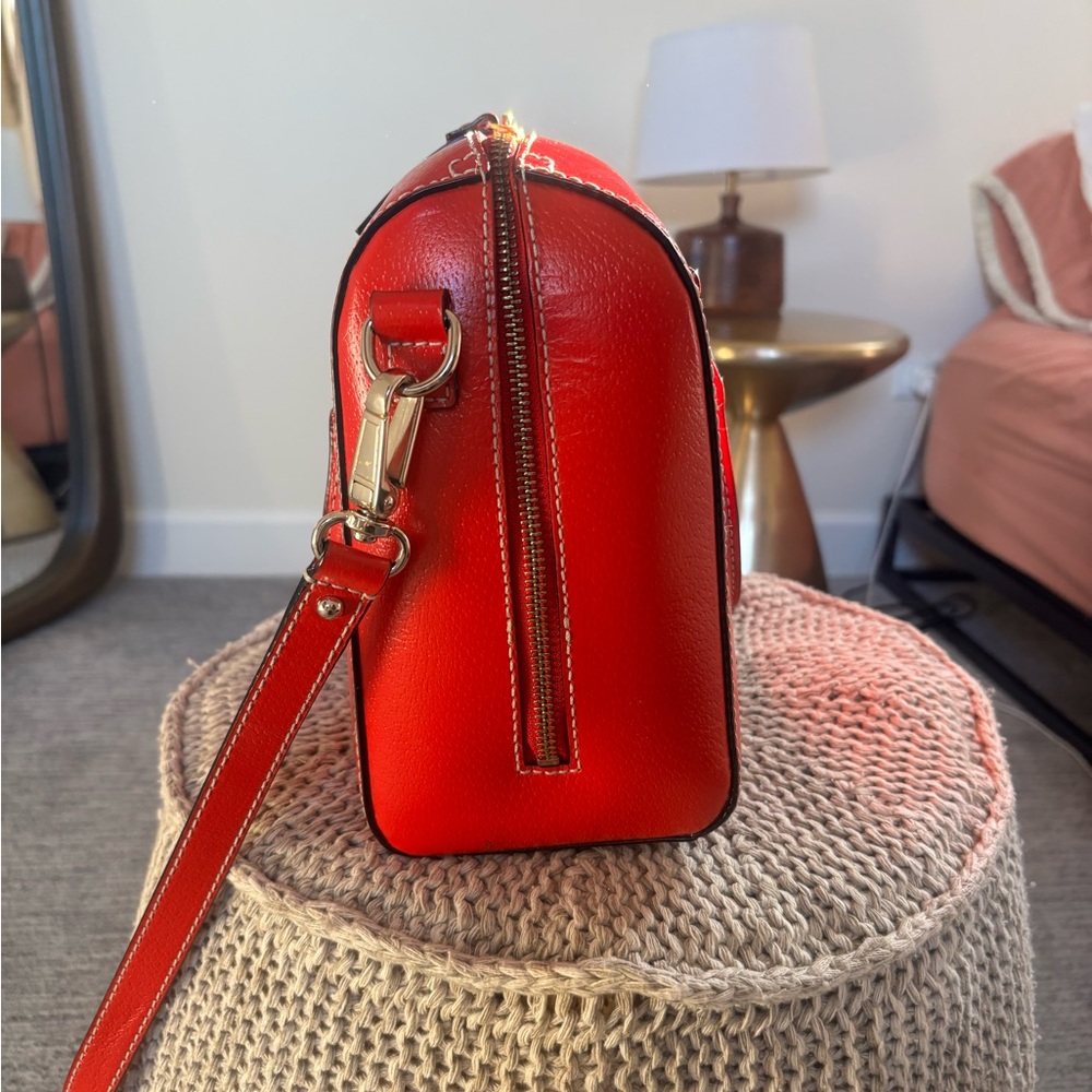 Kate Spade Cherry Red Genuine Leather Handbag w Strap - Picture 3 of 6